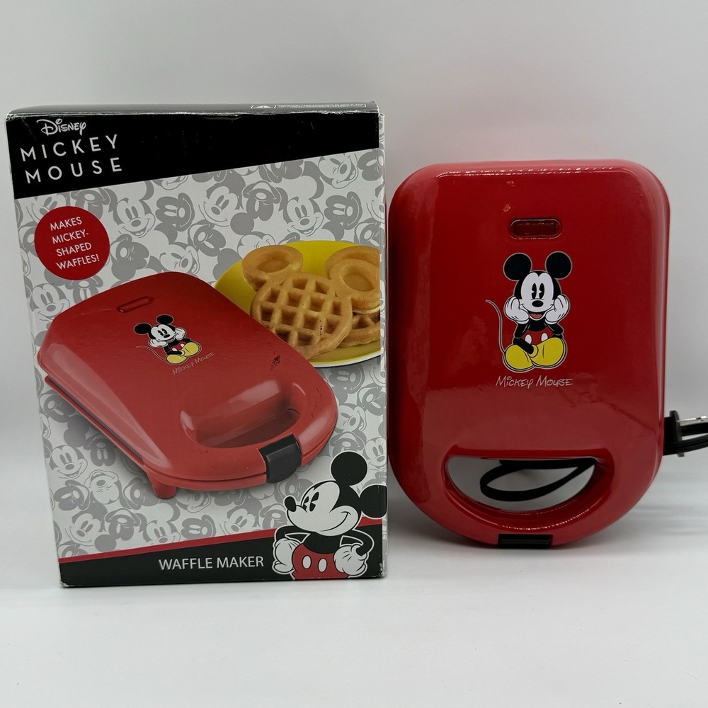 Disney Mickey Mouse Mini Waffle Maker Red Non Stick Mickey Shaped Waffles New